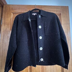 Lisa Todd Black Speckled Blazer with Button Accents Size M